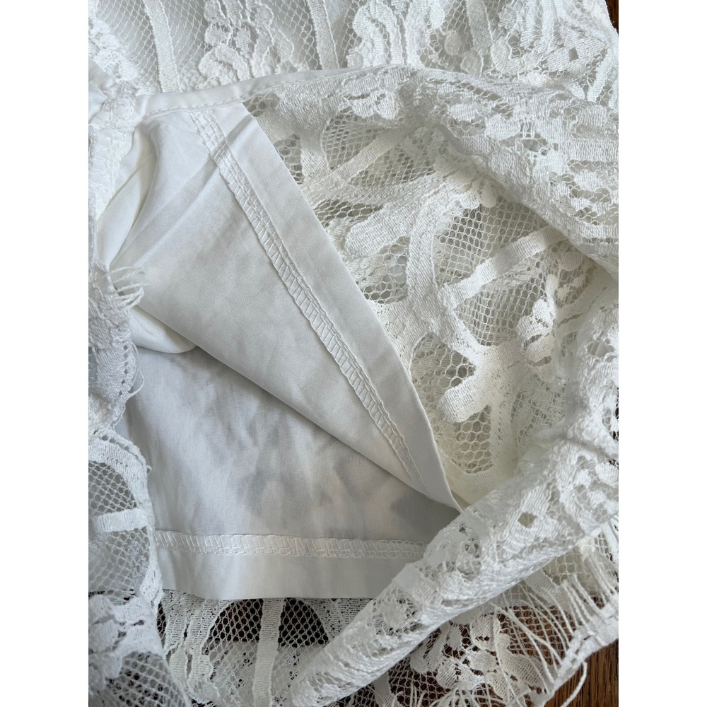 Xenia Boutique White Lace Halter Midi Dress Open Back Lace Up Bridal Event Sz 8 - Picture 4 of 4